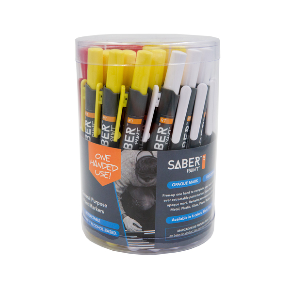 Saber Paint Rt Retractable Paint Marker, General Purpose, Assorted Colors, PK36 59179